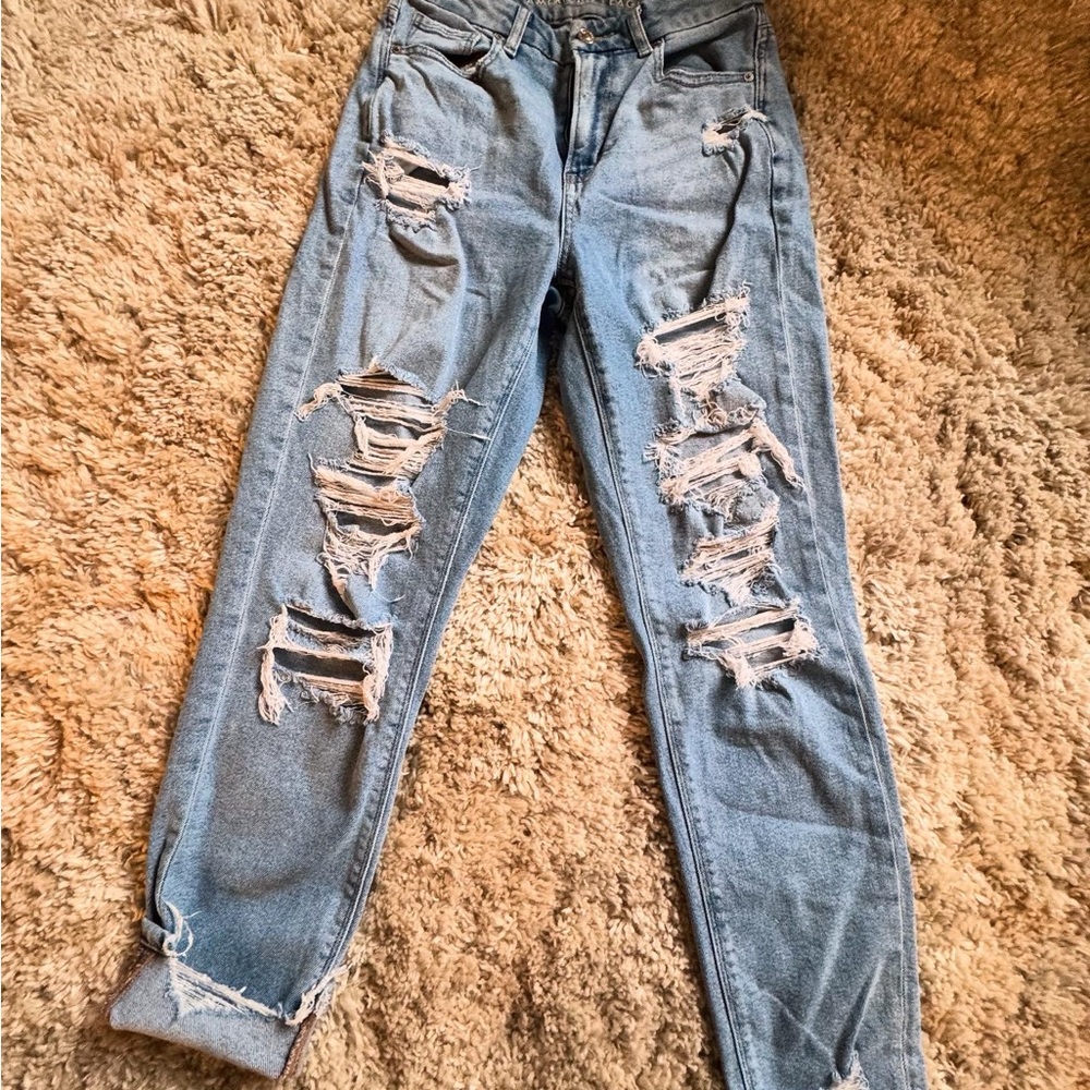 American Eagle Outfitters Blue Boyfriend Jeans Distressed